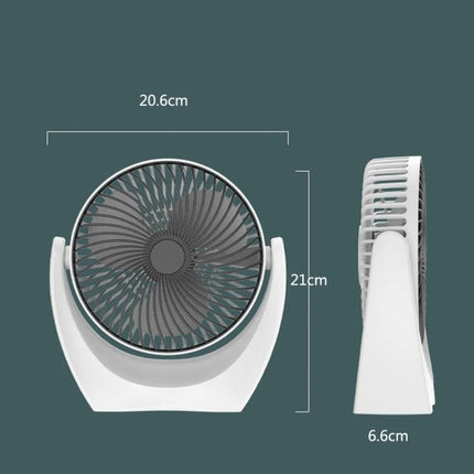 Mini Portable USB Desktop Fan for Home and Dormitory Use - compact 20.6cm x 21cm white desk fan with brushless motor for quiet studying and working