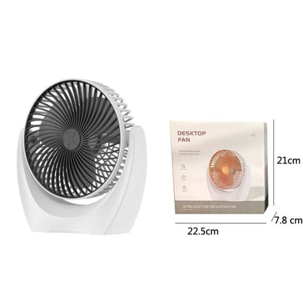 Mini Portable USB Desktop Fan for Home and Dormitory Use - compact white desk fan with brushless motor, quiet airflow for study and home office