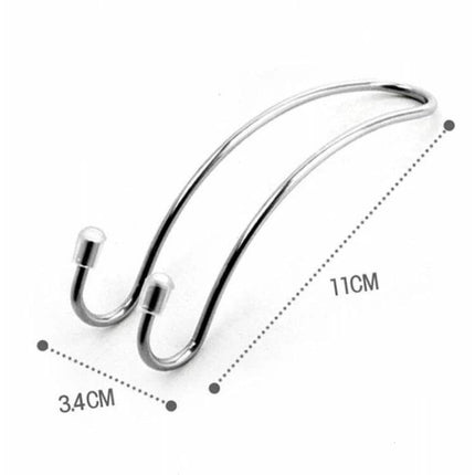 Double-Head Stainless Steel Car Seat Headrest Hook for Bags, Silver - 11 x 3.4cm double-hook organizer for car seats and balconies