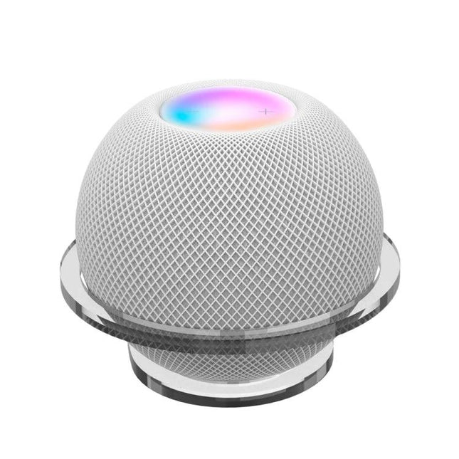 Acrylic HomePod Mini Bracket With Integrated Cable Holder clear acrylic stand organizes cable and secures speaker