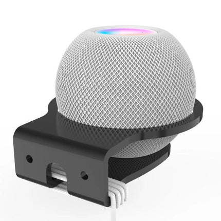 Acrylic HomePod Mini Bracket With Integrated Cable Holder clear acrylic bracket secures HomePod Mini and neatly routes cable