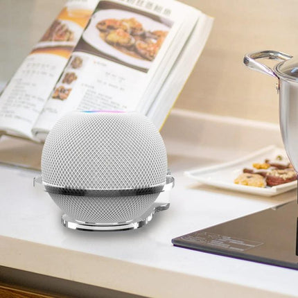 Acrylic HomePod Mini Bracket With Integrated Cable Holder clear acrylic stand keeps HomePod Mini stable and cables organized