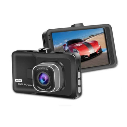 Versatile Black HD Dash Cam for Daily Vehicle Use showing front camera and rear display with road footage