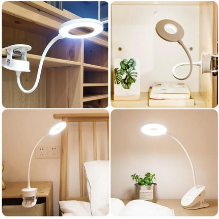 YAGE Clip Lamp for Everyday Home and Office Reading - flexible clip-on LED ring light for desk and bedside