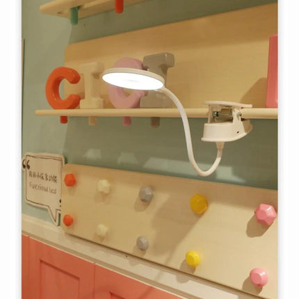 YAGE Clip Lamp for Everyday Home and Office Reading - white clip-on flexible gooseneck desk lamp providing focused light for reading and tasks
