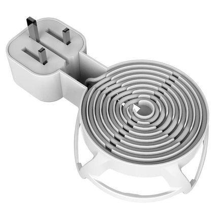 Wall Mount For HomePod Mini With Cable Management Stand showing coiled power cord and adhesive no-drill plug mount