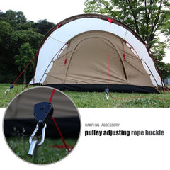 Outdoor Tent Canopy Pulley Adjustment System with Windproof Rope Stop Buckles