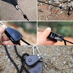 Outdoor Tent Canopy Pulley Adjustment System with Windproof Rope Stop Buckles