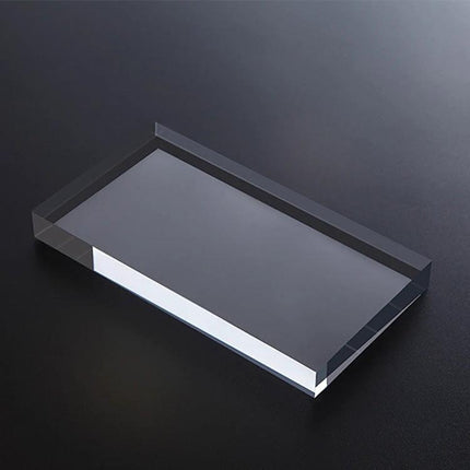 Acrylic Geometric Photo Props for Studio Backgrounds and Ornaments — clear rectangular acrylic prop on dark studio surface