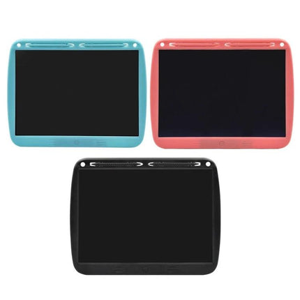 Large 15-Inch LCD Writing Board for Kids' Drawing and Messaging showing three color options (blue, pink, black) for drawing and messaging