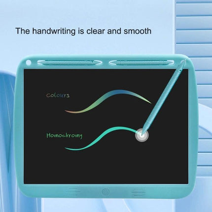 Large 15-Inch LCD Writing Board for Kids' Drawing and Messaging with stylus showing smooth colorful strokes on black screen
