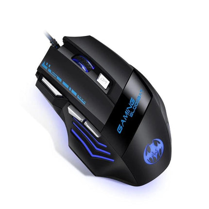 Bloodbat Wired Gaming Mouse with RGB Breathing Lights — ergonomic wired USB gaming mouse with customizable RGB breathing lights and precision tracking for FPS