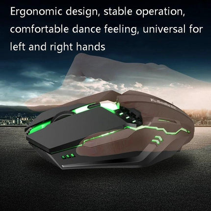 K-Snake M11 Luminous Wired Gaming Mouse for Desktop Use showing ergonomic luminous design with green LED lighting and ambidextrous shape