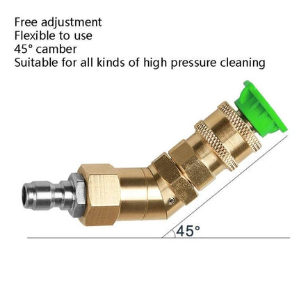 Copper High-Pressure Cleaning Nozzle with 360-Degree Rotation showing copper angled 45° swivel connector for versatile high-pressure cleaning