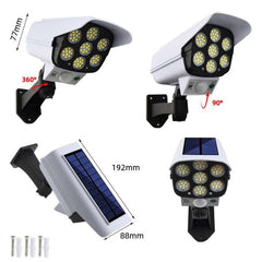 Solar-Powered LED Wall Light with Motion Sensor and Faux Surveillance Camera for Enhanced Security