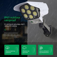 Solar-Powered LED Wall Light with Motion Sensor and Faux Surveillance Camera for Enhanced Security