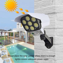 Solar-Powered LED Wall Light with Motion Sensor and Faux Surveillance Camera for Enhanced Security