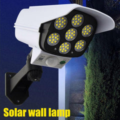 Solar-Powered LED Wall Light with Motion Sensor and Faux Surveillance Camera for Enhanced Security