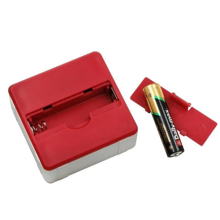 Compact Digital Protractor for Measuring Angles with Magnetic Base showing battery compartment and AA battery