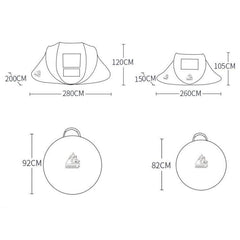 Hewolf 1766 Automatic Quick-Setup Camping Tent - Outdoor Windproof & Sunscreen Design for 2-5 People