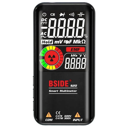 BSIDE S20 Large Screen Multimeter for Electrical Voltage Testing - black digital multimeter with large display showing voltage, EMF and measurement icons