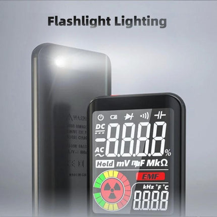 BSIDE S20 Large Screen Multimeter for Electrical Voltage Testing showing large illuminated digital display and flashlight lighting