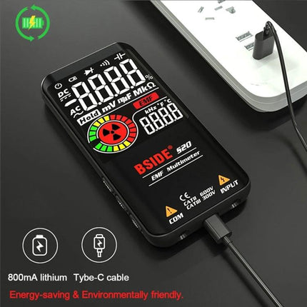 BSIDE S20 Large Screen Multimeter for Electrical Voltage Testing - digital multimeter with large display showing voltage, EMF and USB Type-C charging