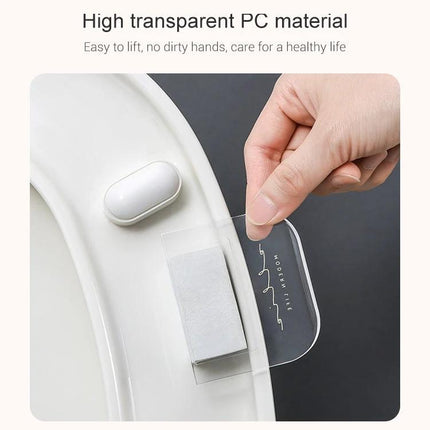 Essential Toilet Lid Handle for Daily Bathroom Hygiene at Home – transparent PC lift handle attached to toilet lid for hygienic no-touch use