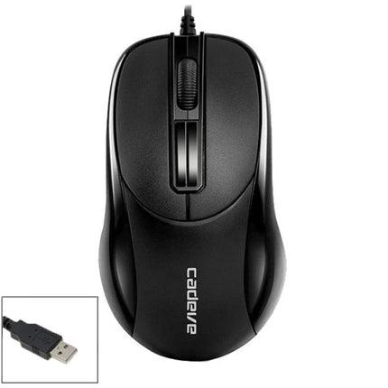 Cadeva Wired Computer Mouse with Three Buttons for Daily Use – black wired optical mouse with USB connector