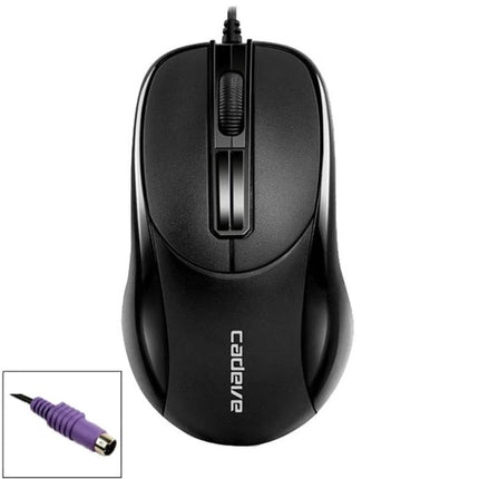 Cadeva Wired Computer Mouse with Three Buttons for Daily Use - black wired optical mouse with scroll wheel and PS/2 connector