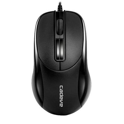 Cadeva Wired Computer Mouse with Three Buttons for Daily Use - black wired optical mouse with scroll wheel and ergonomic shape