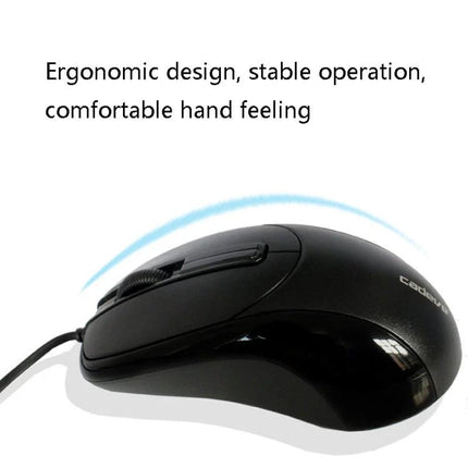 Cadeva Wired Computer Mouse with Three Buttons for Daily Use - black ergonomic wired optical mouse with three buttons