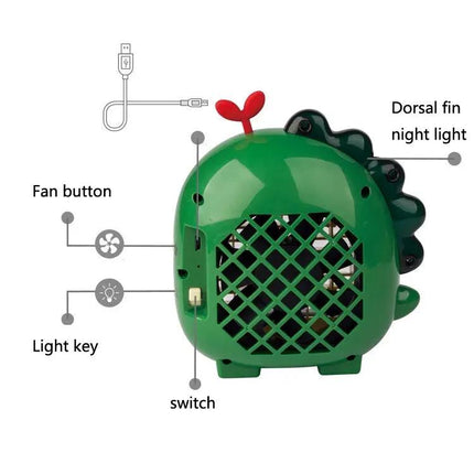 Mini Dinosaur Desk Fan USB Rechargeable For Home And Office Use
