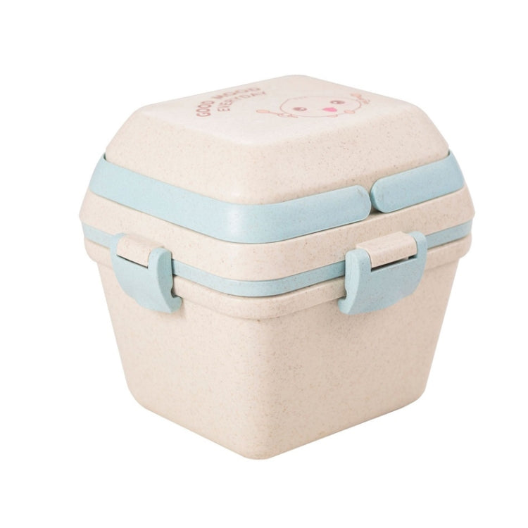 Wheat Straw Portable Three-Layer Lunch Box Can Be Microwaved, Blue, Pink