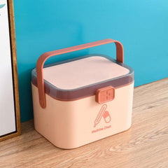 Portable Dual-Layer Medicine Storage Box with Bite-Type Buckle