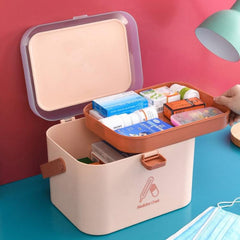 Portable Dual-Layer Medicine Storage Box with Bite-Type Buckle