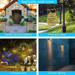 Pineapple Shaped Solar Lanterns with Wrought Iron Design - LED Outdoor String Lights for Garden Decoration