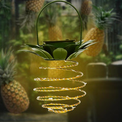 Pineapple Shaped Solar Lanterns with Wrought Iron Design - LED Outdoor String Lights for Garden Decoration