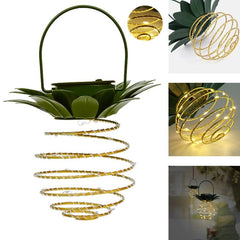 Pineapple Shaped Solar Lanterns with Wrought Iron Design - LED Outdoor String Lights for Garden Decoration