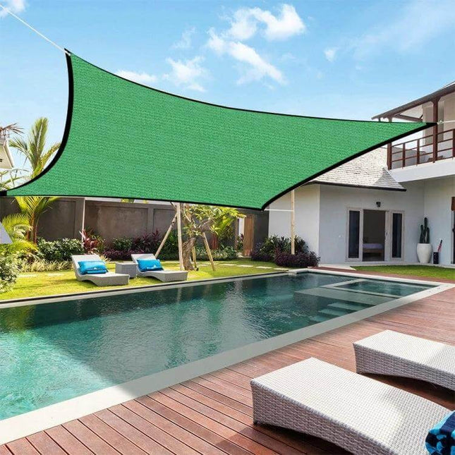 Sunshade Net 2x2m for Balcony and Garden Outdoor Shade suspended over pool and patio with aluminum corner buckles