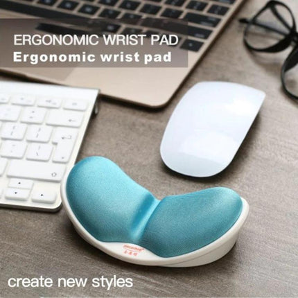 Jincomso Ergonomic Memory Foam Wrist Rest for Typing blue wrist rest beside keyboard and mouse providing cushioned wrist support