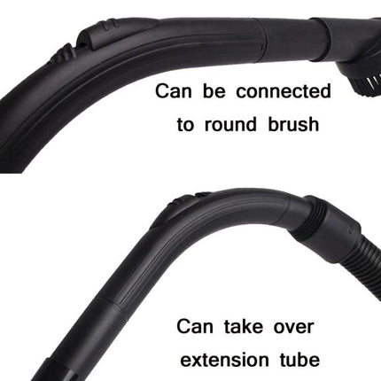 Set of 3 32mm Elbow Handles for Household Vacuum Cleaners - black curved elbow handle connecting to hose and round brush, extends reach for cleaning