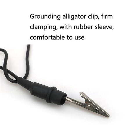 Essential Spark Plug Tester for Routine Vehicle Maintenance showing grounding alligator clip with rubber sleeve for secure connection