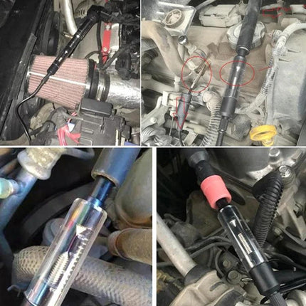 Essential Spark Plug Tester for Routine Vehicle Maintenance - clear-window tester showing spark activity during engine troubleshooting