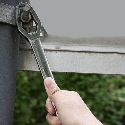 Plum Wrench Double Headed Self Tightening Tool For Home Repairs - polished chrome steel double-ended wrench protecting threads during home maintenance