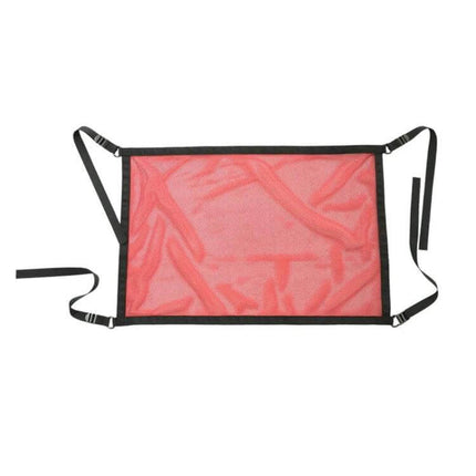 Car Storage Pocket With Breathable Mesh For Roof Or Seat - red mesh organizer for car roof or seat, straps for easy installation