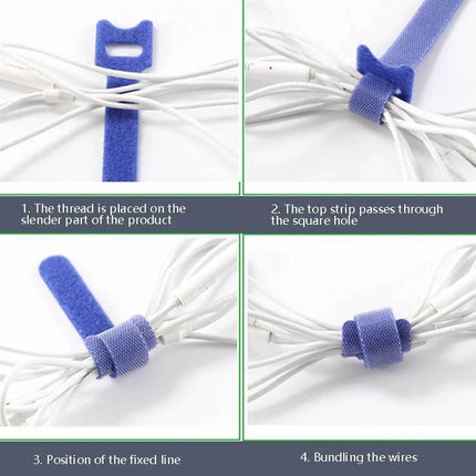 60 Pack T Shaped Cable Organizer Belts Nylon Winder Buckles 15 20 30 cm - blue nylon cable straps bundling earphone USB wires