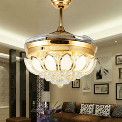 Elegant LED Chandelier with Invisible Fan Blades and Remote Control for Living Room and Bedroom