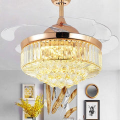 Elegant LED Chandelier with Invisible Fan Blades and Remote Control for Living Room and Bedroom