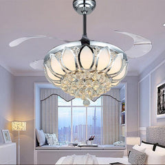 Elegant LED Chandelier with Invisible Fan Blades and Remote Control for Living Room and Bedroom